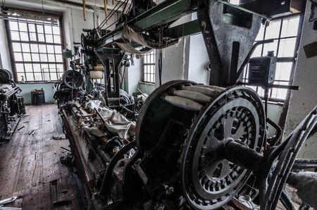machine detail view in old spinning millの写真素材