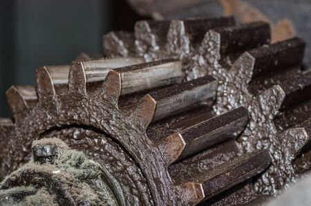 rusty gears on old machine