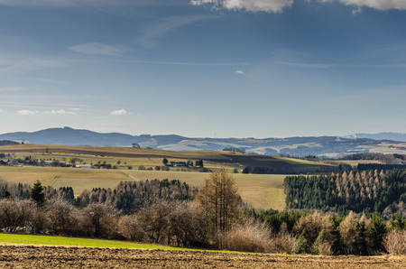beautiful landscape with hills and treesの写真素材