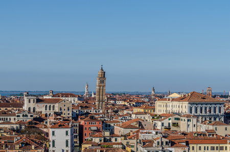 shale tower and buildings in Venice Italyの写真素材