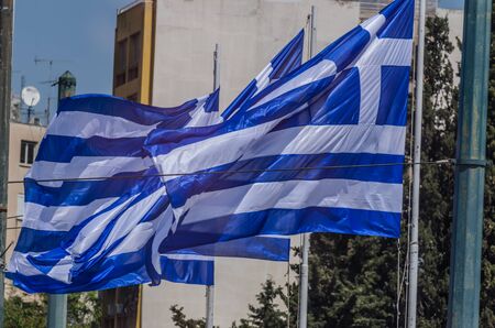 three flags in greece