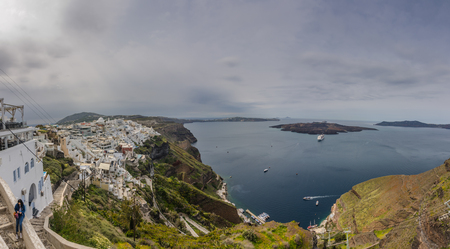 wide view in santorini panorama viewの写真素材
