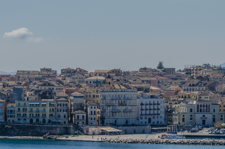 old town Corfu in summer and vacationの写真素材