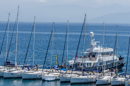 sailboats in the blue sea in Greeceの写真素材