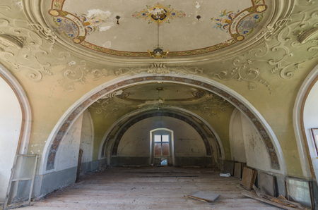 abandoned castle room with beautiful ceilingのeditorial素材