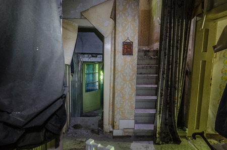 many aisles in an old abandoned houseのeditorial素材