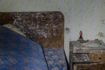 Mold in bedroom of an old houseの写真素材
