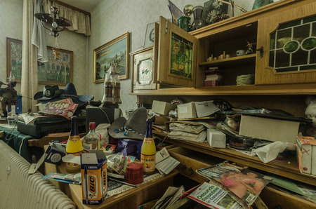 many things in a room of an abandoned house