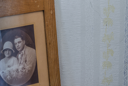 Photo of a wedding on the wall in an old houseのeditorial素材