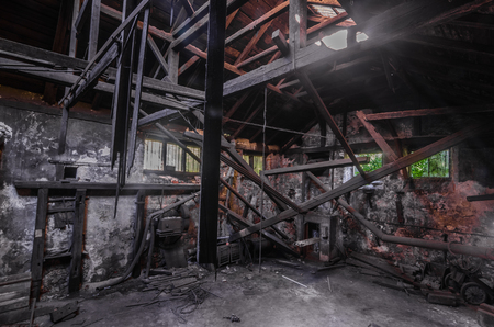 old factory building with wooden constructionの写真素材