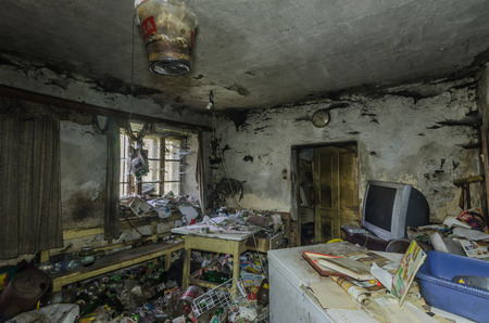 lousy room in an abandoned houseのeditorial素材