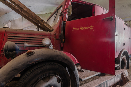 old car of volunteer fire departmentのeditorial素材