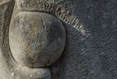 Detail view of stone sculpture in a parkの写真素材