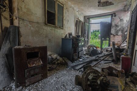 open room with objects in an old houseのeditorial素材