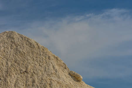 lime quarry detail view with blue sky
