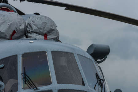 window cockpit from a helicopter detail view at a air show