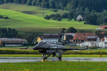 fighter plane view fron and side at the runway during a air show