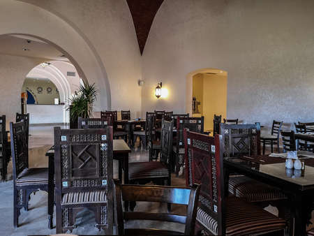breakfast room in a restaurant on vacation in egyptのeditorial素材