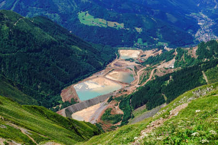 blue sandy ponds from the ore mountain in styria austria on vacation