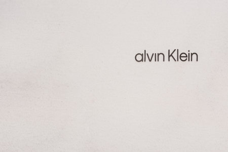 texture alvin klein on a white shirt detail view
