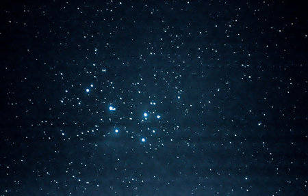 star cluster pleiades at a dark sky detail viewの写真素材