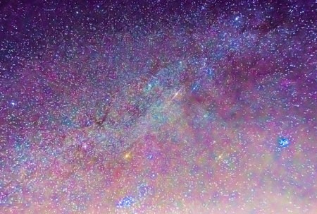 amazing colors at the sky with millions of stars in the nightの写真素材