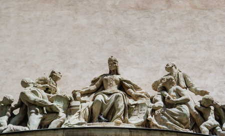 wonderful figures over a passage from a old building in sopron hungary detail view