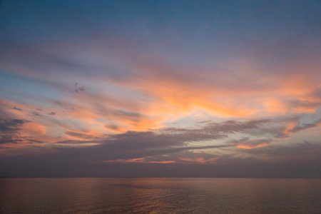 amazing colors during sunrise at the red sea on vacation in egyptの写真素材
