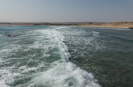very strong waves at the beach on vacation in egyptの写真素材