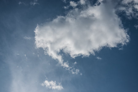 white cloud on blue sky in autumn and natureの写真素材