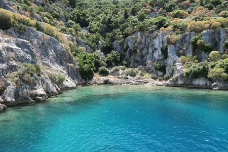 Kekova Island and the Ruins of the Sunken City Simena in the Antalya Province, Turkeyの写真素材