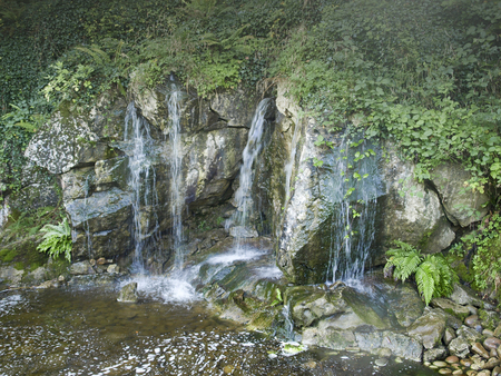Garden Waterfall in a park somwhere in Ireland.の写真素材