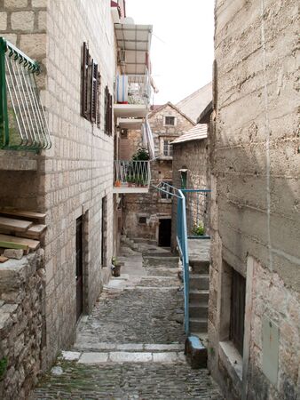 Old Street in the historic center of Omis.の写真素材
