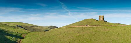 Panoramic view with Doyden Castle near Port Quin in north Cornwall. Picture taken from a public footpath.の写真素材
