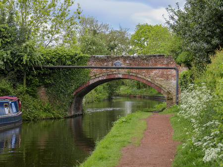 Bridge with towpath in Penkridge on the Staffordshire and Worcestershire canalの写真素材
