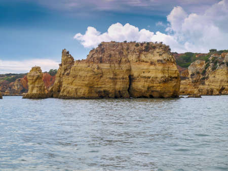 Ponta da Piedade is a rock formation south of Lagos in the Portuguese region of the Algarveの写真素材