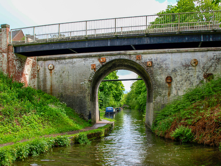 Road bridge over the Shropshire Union Canal in Brewood,England.の写真素材