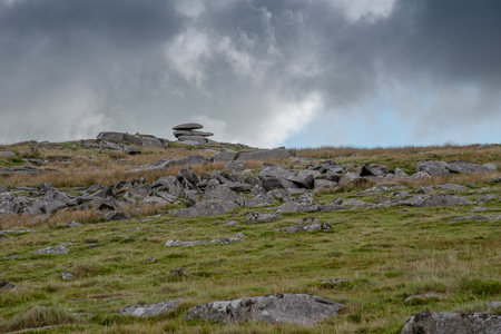 Showery Tor is a natural rock formation on Bodmin Moor in Cornwall, UK.の写真素材