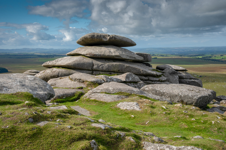Rough Tor is a tor on Bodmin Moor, near St Breward, Cornwall, UK. The Summit is 1313 ft above mean sea level and therefore the second highest point in Cornwall.の写真素材
