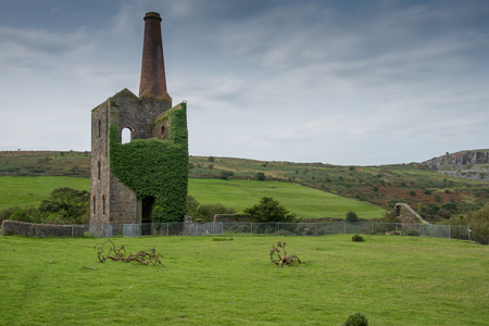Remains of an engine house of an abandoned mine near Minions in Cornwall.の写真素材