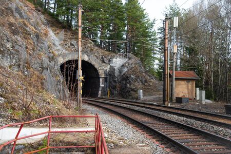 Tunnel entrance on the Semmering Railway. The Semmering Railway is the oldest mountain railway of Europeの写真素材