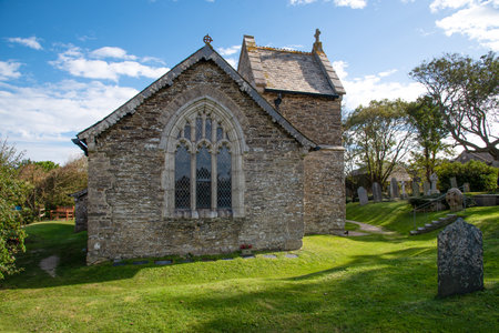St MichaelÂ´s Church, situated in a unique position on the Camel Estuary in Rock, northern Cornwall, UKの写真素材