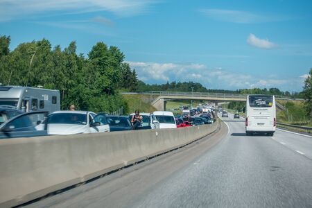 Katrineholm, Sweden - July 2, 2017: Truck on large highway close to Norrkopingのeditorial素材