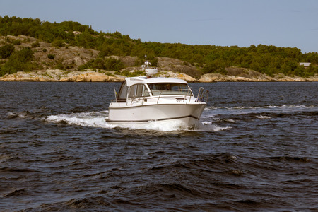 Gothenburg, Sweden - june 24, 2017: Motor boat in Gothenburg archipelagoのeditorial素材