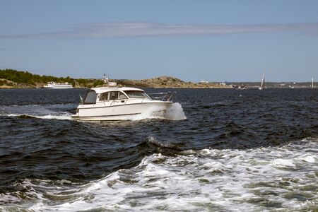 Gothenburg, Sweden - june 24, 2017: Motor boat in Gothenburg archipelagoのeditorial素材