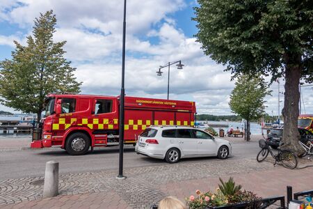 Vastervik, Sweden- July 31, 2017: Fire brigade