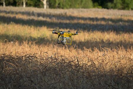Katrineholm, Sweden- August 13, 2017: DJI Phantom 3 professional with Warning coloration  in flightのeditorial素材