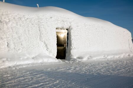 Kiruna, Sweden- February 4, 2018: The Icehotel in the small village Jukkasjärvi near the town of Kiruna, built of ice and snowのeditorial素材