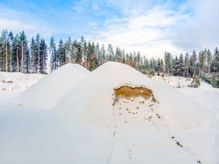 Sand pit in winterの写真素材