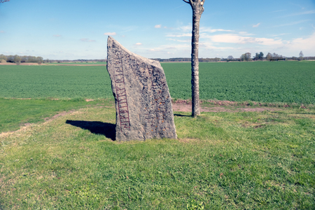 Runestone by Viby churchの写真素材